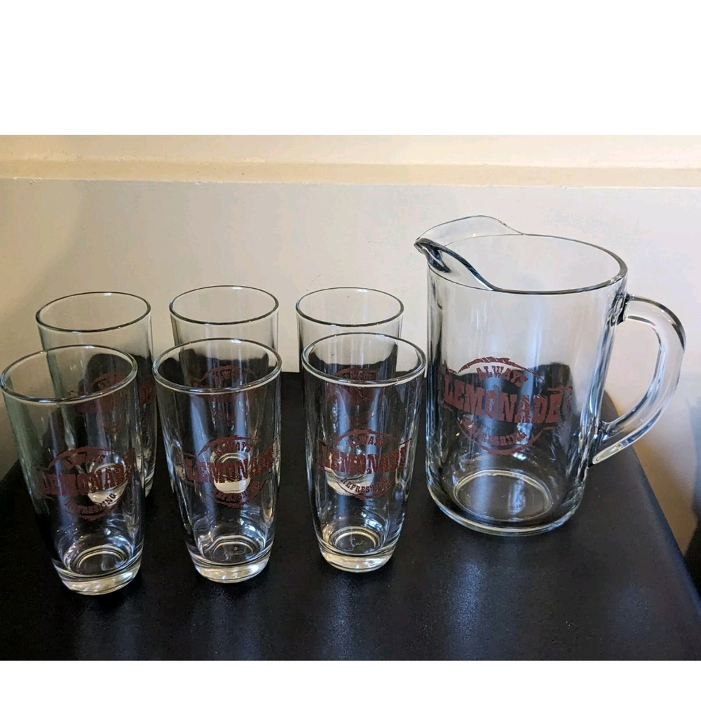 Clear Glass Lemonade Pitcher and Glass Set